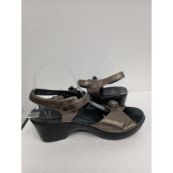 Dansko Womens Susie Wedge Sandals Size 41 Pewter Open Toe BOHO Comfort Shoes - Picture 10 of 11